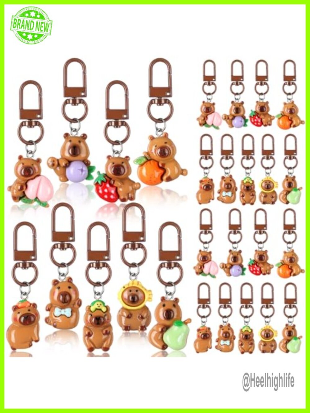30 Cute Capybara Keychains Kawaii Charm Metal Resin Bag Party Favors
